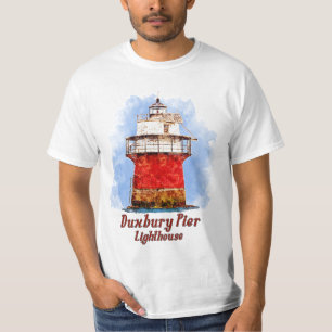 Camiseta Farol de Duxbury Pier Aquarela - Massachusetts
