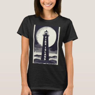 Camiseta Farol de Fire Island Nova York Lua 