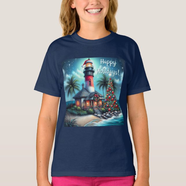 Camiseta Farol de Natal Tropical Personalizado (Frente)