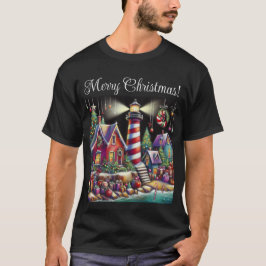 Camiseta Farol de Natal Whimsical Vermelho Rosa Púrpura