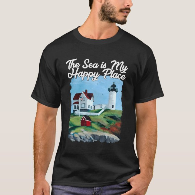 Camiseta Farol-de-relva Maine Lighthouse Verão (Frente)
