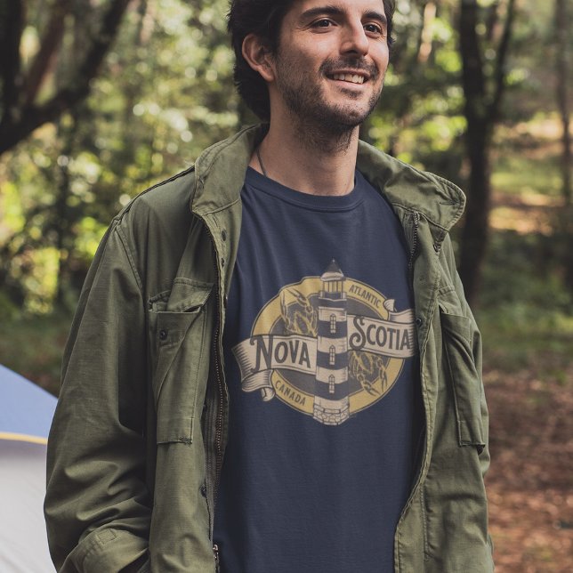 Camiseta Farol do Logotipo Nova Escócia Canadiano (Criador carregado)
