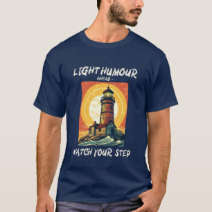 Camiseta Farol engraçado de vintage com o pôr do sol legal