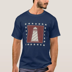 Camiseta Farol litoral da arte no vermelho