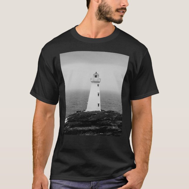 Camiseta Farol Mínimo Branco Negro (Frente)