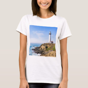 Camiseta Farol no oceano de casa branca azul-colina
