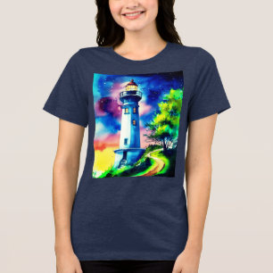 Camiseta Farol sob um céu estrelado