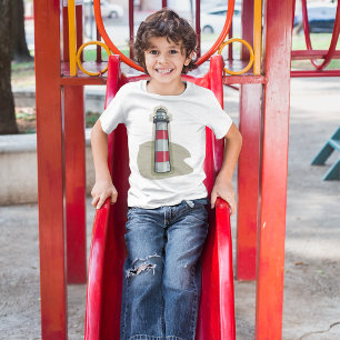 Camiseta Farol Vermelho e Branco Náutico Costeiro