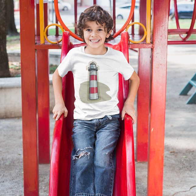 Camiseta Farol Vermelho e Branco Náutico Costeiro (Criador carregado)