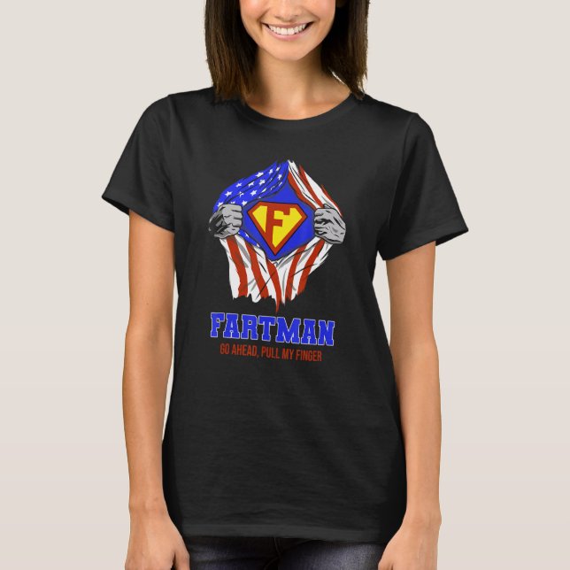 Camiseta Fartman Vá Em Frente Puxe Meu Dedo, Bandeira Ameri (Frente)
