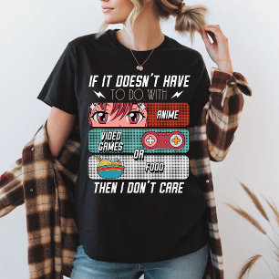 Camiseta Fãs De Animação Engraçadas Comidas E Videos games