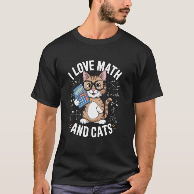 Camiseta Fãs de Matemática e Amantes de Gatos Design (Frente)