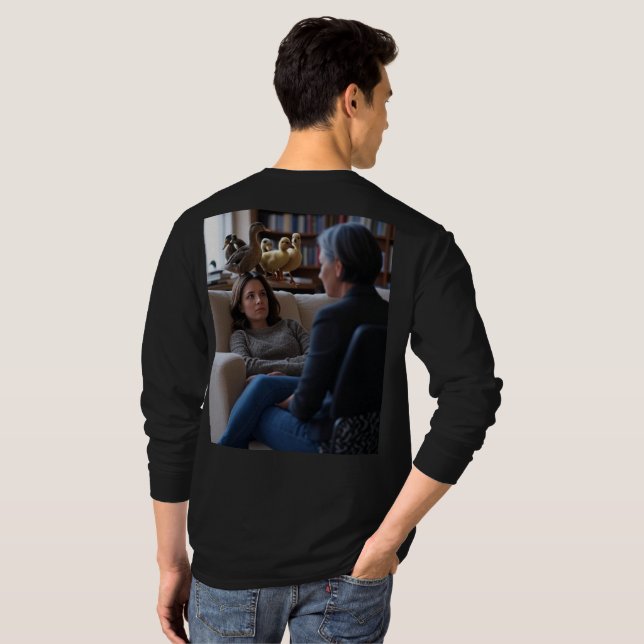 Camiseta Fascination With Ducks men black long shirt back (Parte Traseira Completa)
