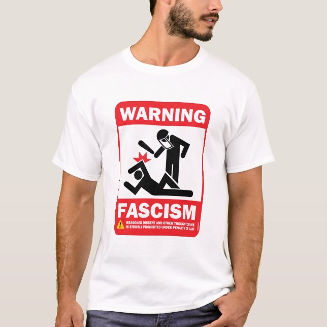 Camiseta fascismo de advertência (Frente)