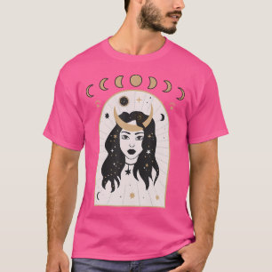 Camiseta Fases Celestiais Da Lua E Garota Mística Boho Wicc