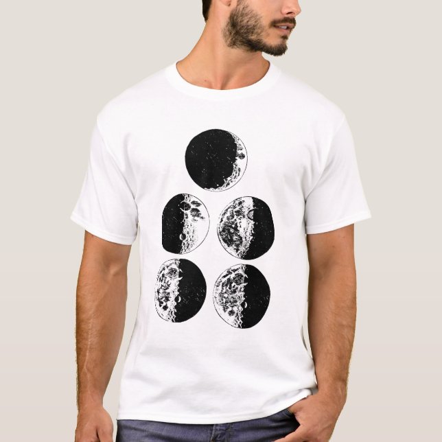 Camiseta Fases da Lua Astronomia Espaço Ilustrações de Arte (Frente)