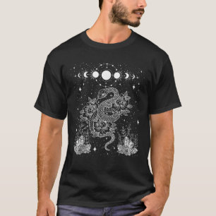 Camiseta Fases da Lua Cobra e Cristais Punk Gótico