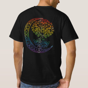 Camiseta Fases da Lua Crescente da Árvore da Vida Mandala Y