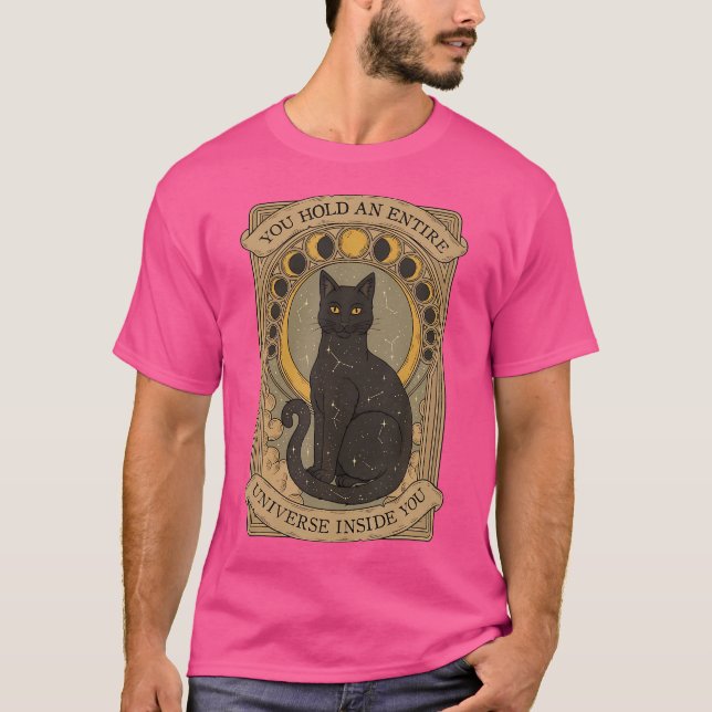 Camiseta Fases da Lua Crescente do Tarô de Gato Negro (Frente)