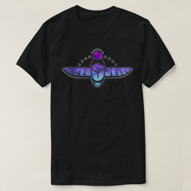 Camiseta Fases da Lua da Geometria Divina do Skarab Egípcio (Frente do Design)