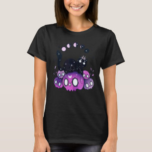 Camiseta Fases da Lua de Gato Bruxas Caveiras Fantasia de H
