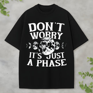 Camiseta Fases da Lua Design de Citação Espacial Divertida