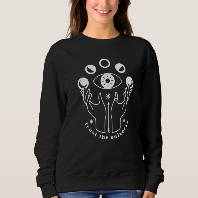 Camiseta Fases da Lua Esotérico Confie no universo Citação  (Frente)