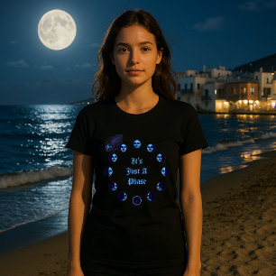 Camiseta Fases da Lua Rostos Gibosa Crescente Minguante Cre
