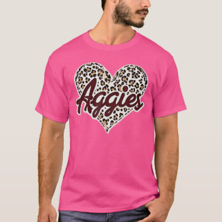 Camiseta Fashion Aggies Love Leopard Heart para Es