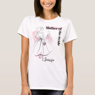 Camiseta Fashion Bride Pink Group Mãe do Nome da Noiva