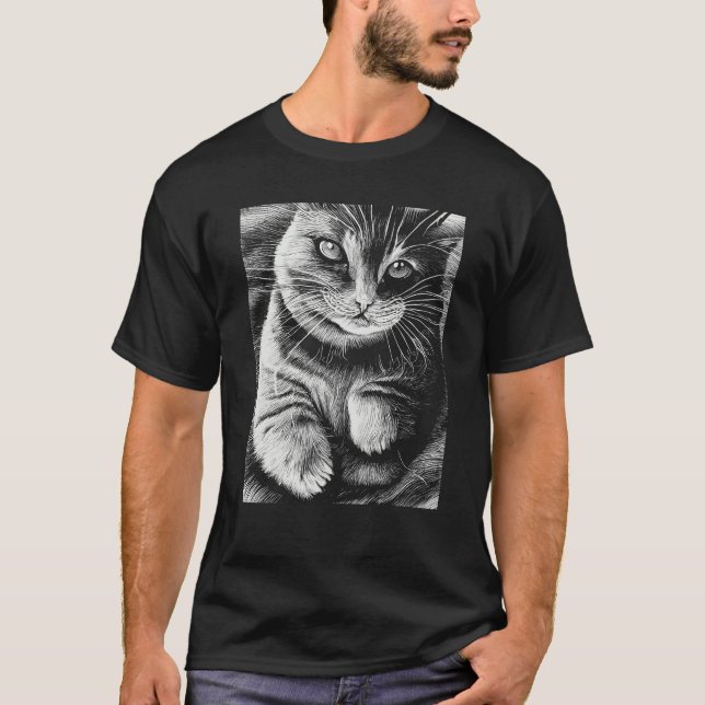 Camiseta Fat Gray Cat Monochrome Kitten (Frente)