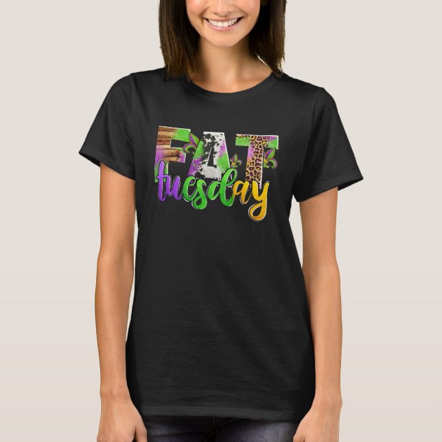 Camiseta Fat Tuesday Mardi Gras Leopard And Cowhide (Frente)