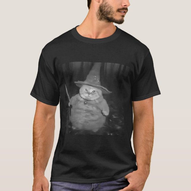 Camiseta Fat Wizard Cat Fat Kitten Wizard Funny Cat Meme Br (Frente)