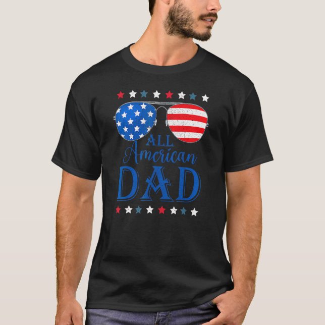 Camiseta Father Day  All American Dad Patriotic USA Flag 4t (Frente)