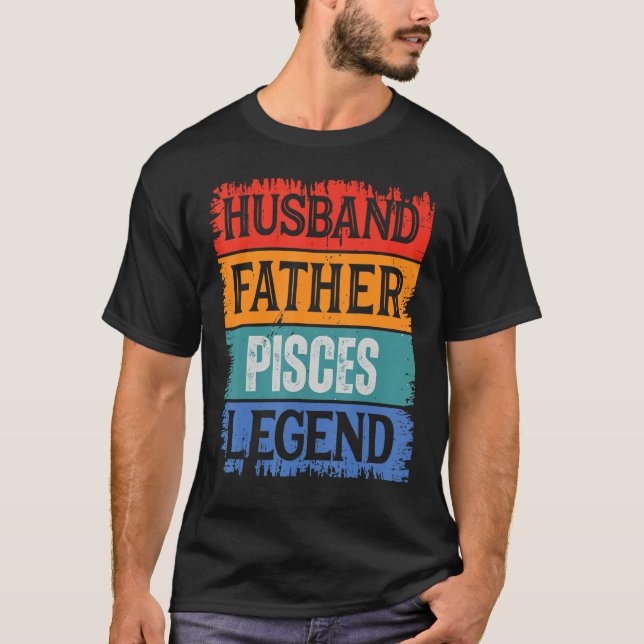 Camiseta Father Husband PISCES Legend Proud Dad  Retro Papa (Frente)