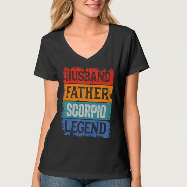 Camiseta Father Husband SCORPIO Legend Proud Dad  Retro Pap (Frente)