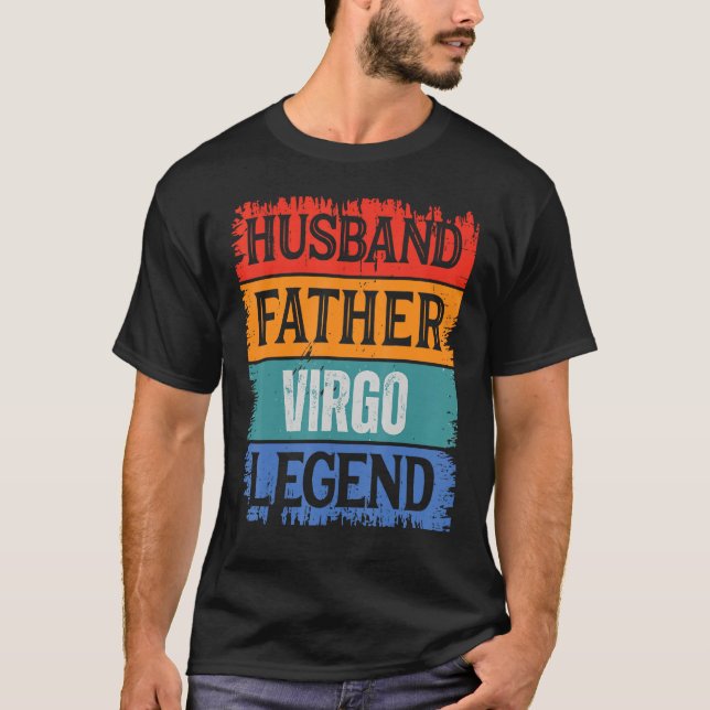 Camiseta Father Husband VIRGO  Legend Proud Dad  Retro Papa (Frente)