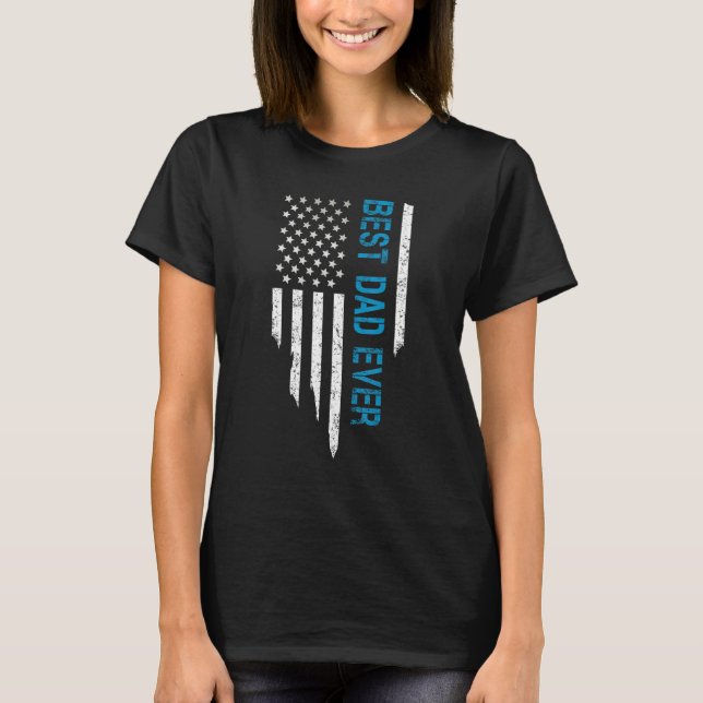 Camiseta Father s Day Best Dad Ever with US American Flag (Frente)