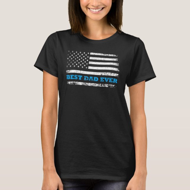 Camiseta Father s day Best dad ever with US american flag (Frente)