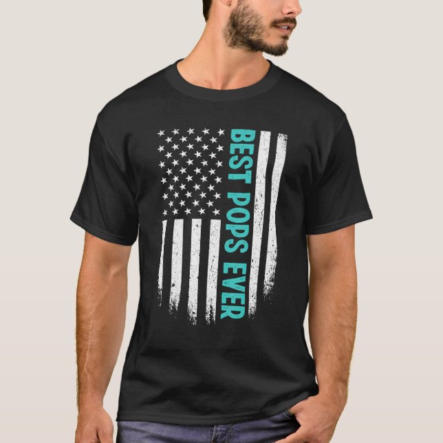 Camiseta Father s Day Best Pops Ever US American Flag 4th o (Frente)