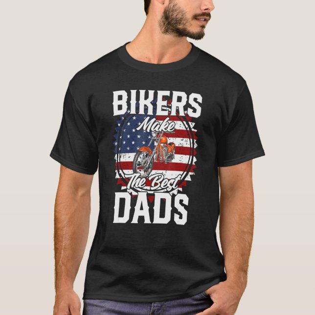 Camiseta Father s Day Biker Red Flamed Motorcyccle (Frente)