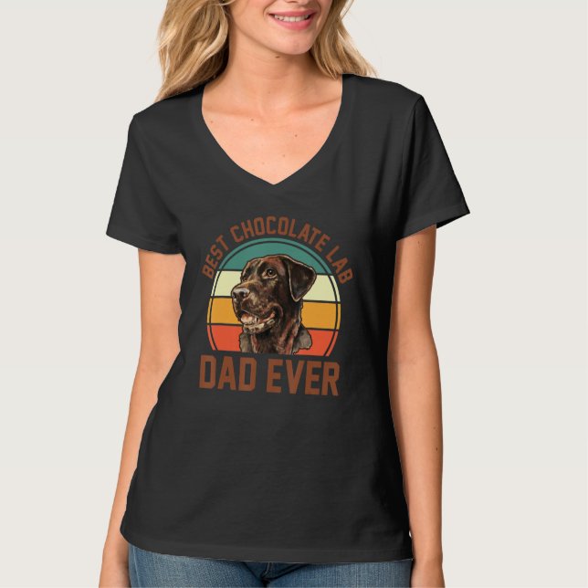 Camiseta Father s Day Dog  Daddy Best Chocolate Lab Dad Eve (Frente)