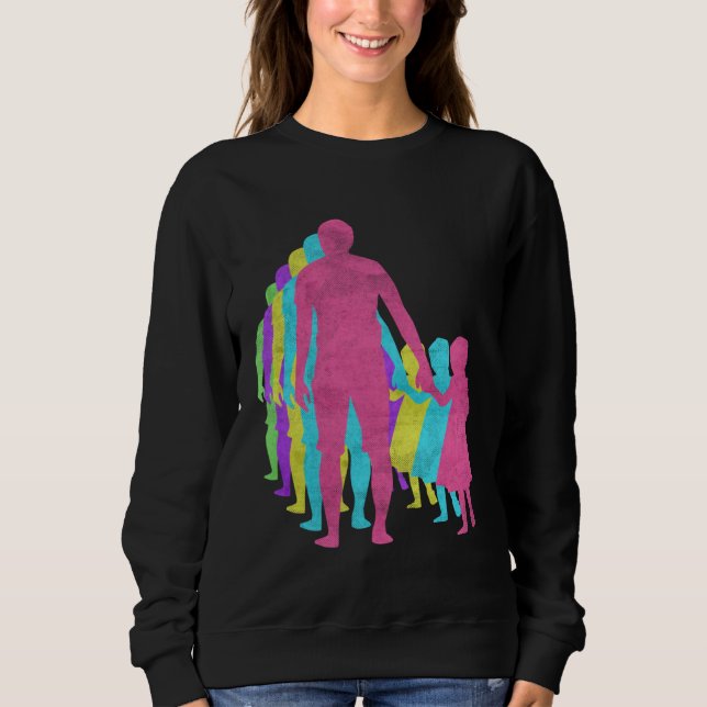 Camiseta Fathers Day Daughter Holding Hand Love 80s Colors  (Frente)