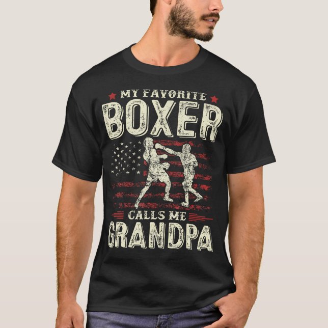 Camiseta Fathers Day My Favorite Boxer Calls Me Grandpa Us  (Frente)