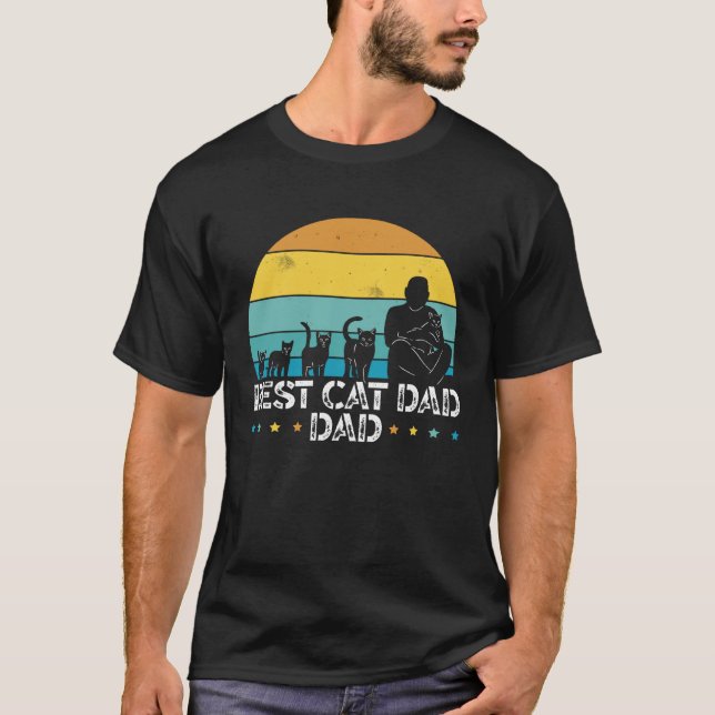 Camiseta Fathers Day Papa Best Cat Dad Ever Fatherhood Dadd (Frente)
