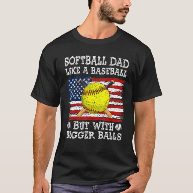 Camiseta Fathers Day Softball Dad Like A Baseball Dad US Fl (Frente)