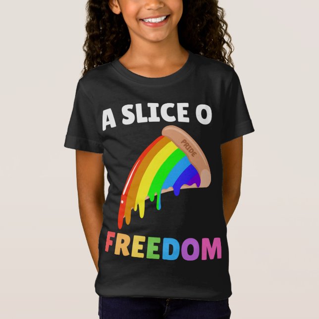 Camiseta Fatia Da Liberdade Pizza Orgulho gay Rainbow Flag (Frente)