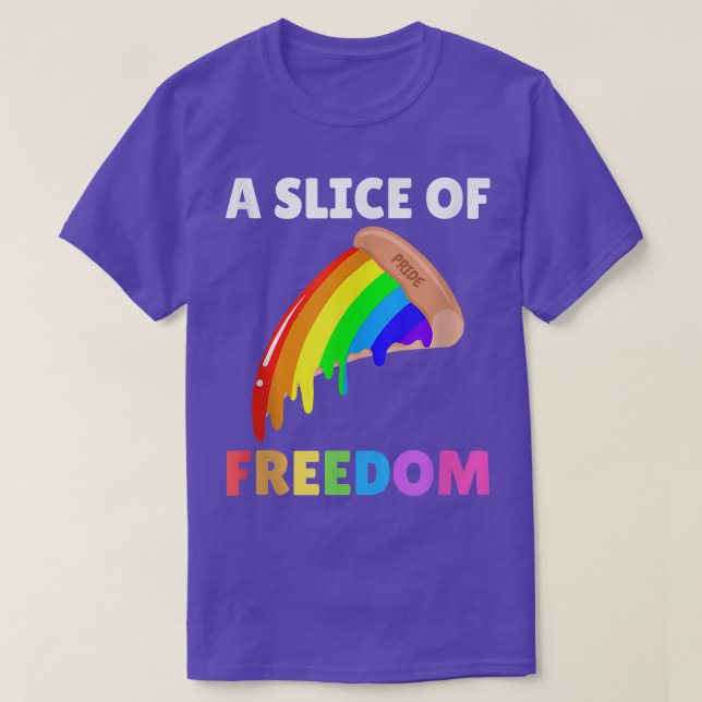 Camiseta Fatia Da Liberdade Pizza Rainbow Orgulho gay Funny (Frente do Design)