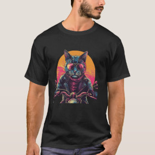 Camiseta Fatia de Bichano de Moto com Óculos de Sol Engraça