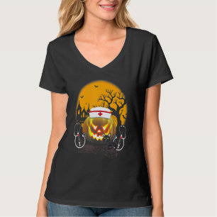Camiseta Fatia de Enfermeira Bonito Halloween Estetoscópio 